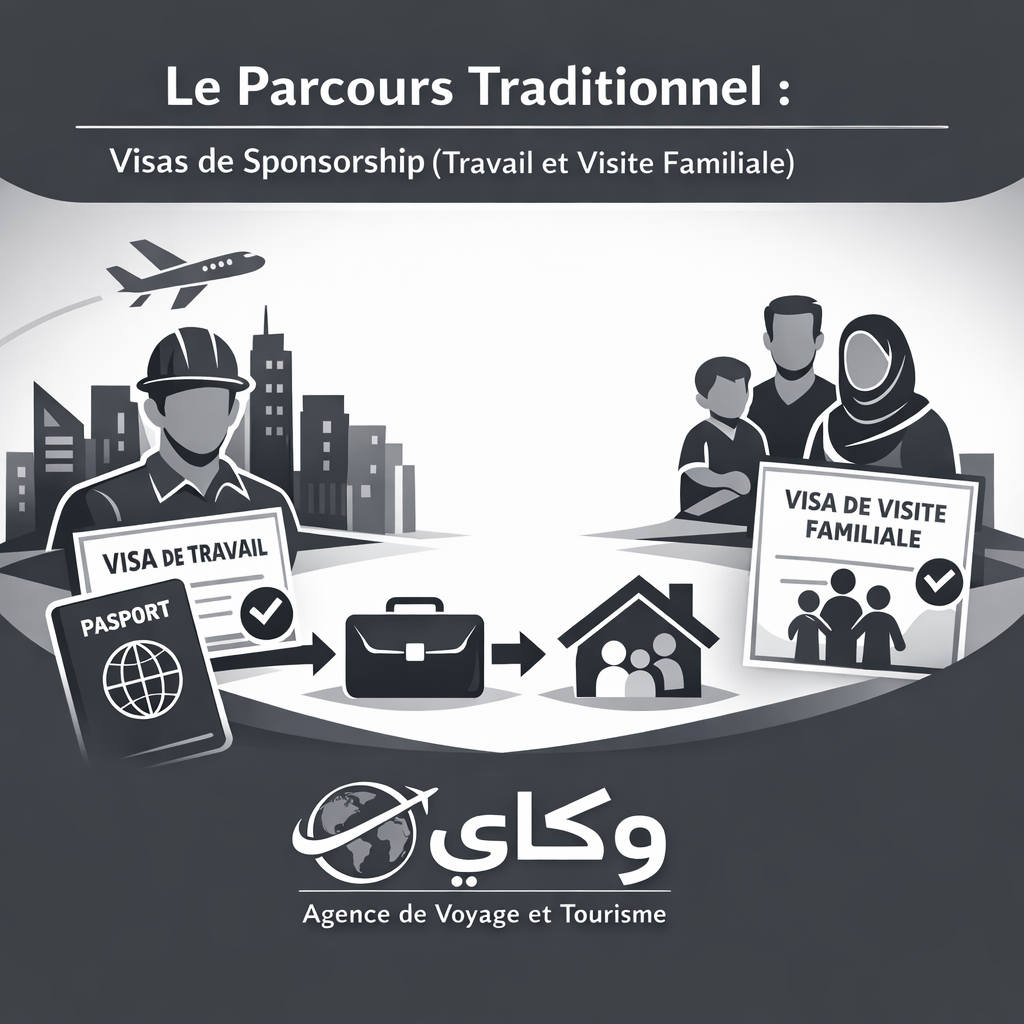 المسار التقليدي: تأشيرات الكفالة (العمل والزيارة العائلية)